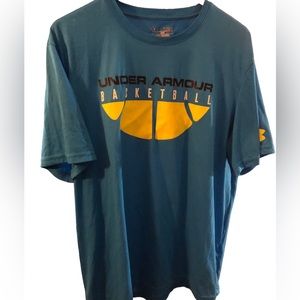 Under Armour Basketball T-shirt teal/yellow XL Loose fit
